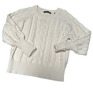 Ivory Cableknit Statement Sleeve Sweater Size S. Fishermancore heritage